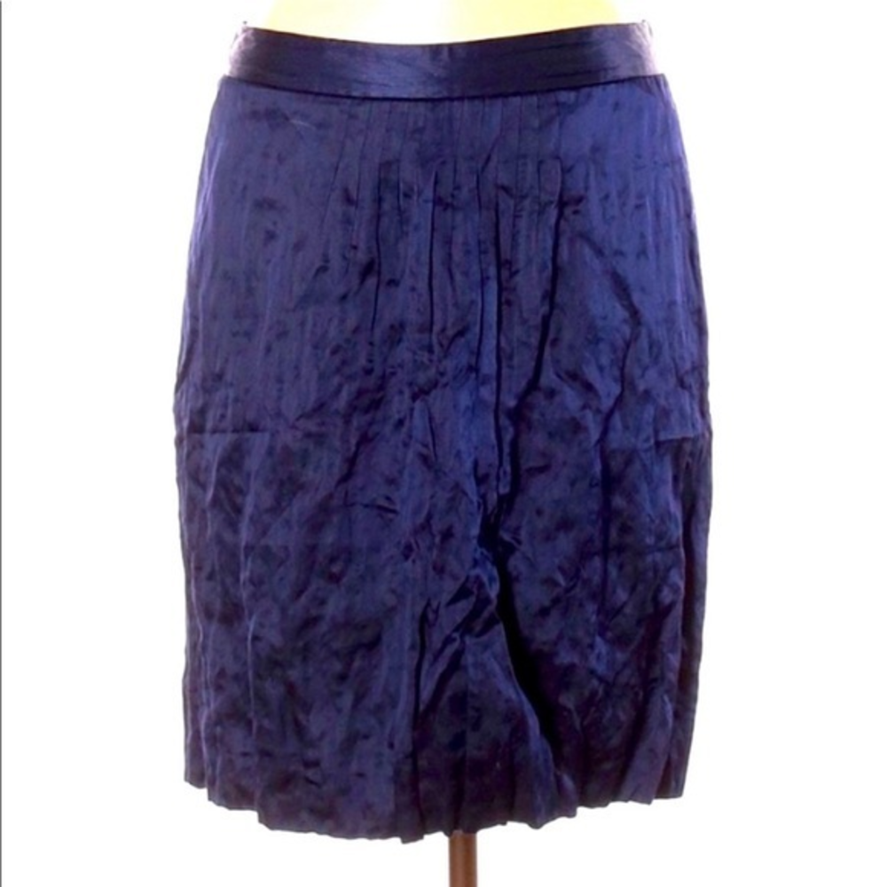 J. Crew‎ 10 blue metallic shine Silk blend back zipper lined pencil skirt